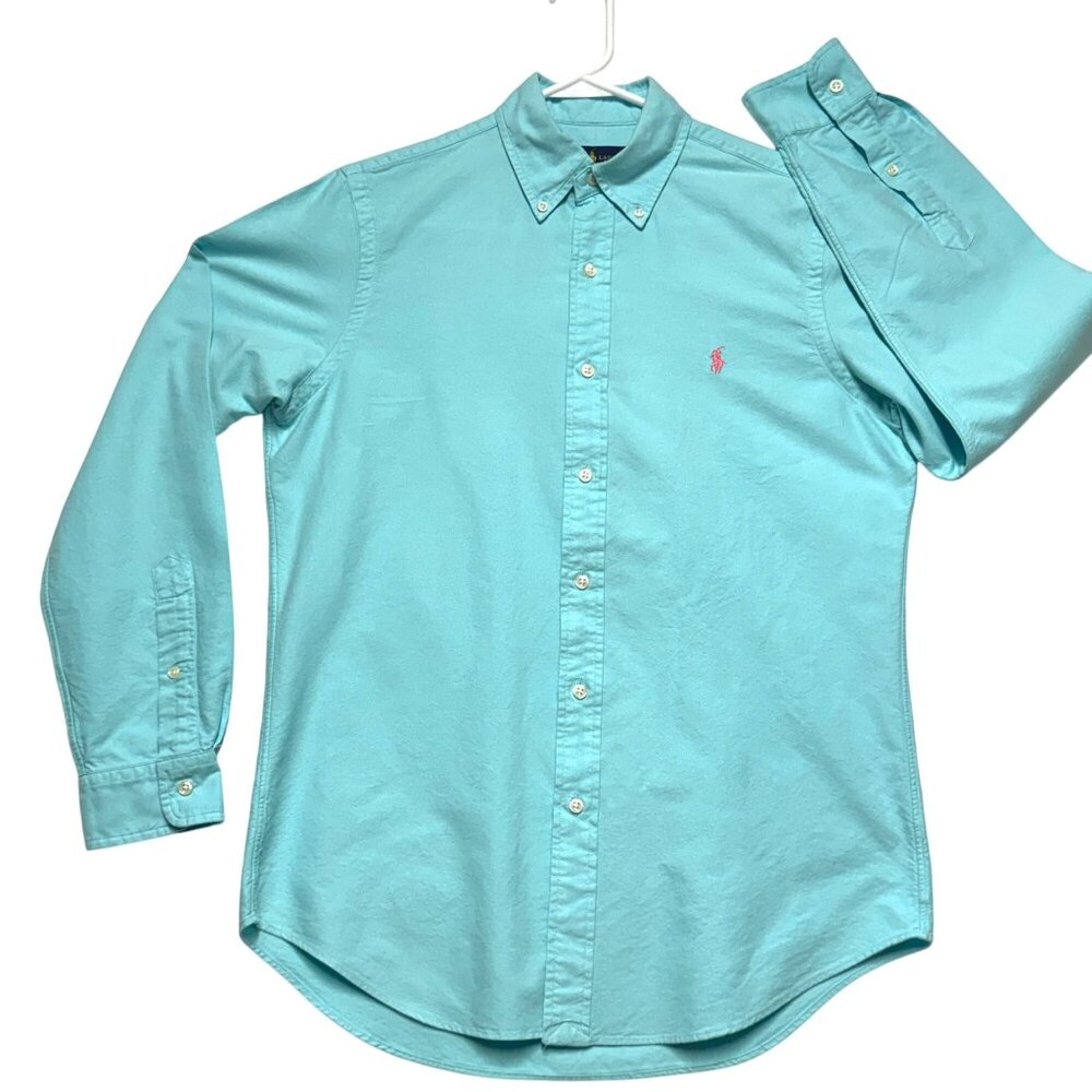 * SOLD * Ralph Lauren Mens Size S Light Blue Long Sleeve Oxford Shirt Pink Pony - Picture 3 of 7